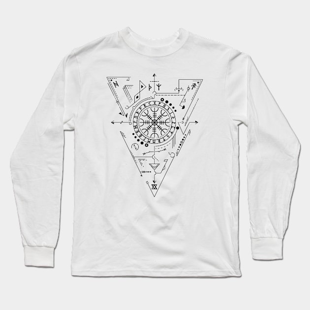 Helm of Awe - Aegishjalmur | Norse Pagan Symbol Long Sleeve T-Shirt by CelestialStudio